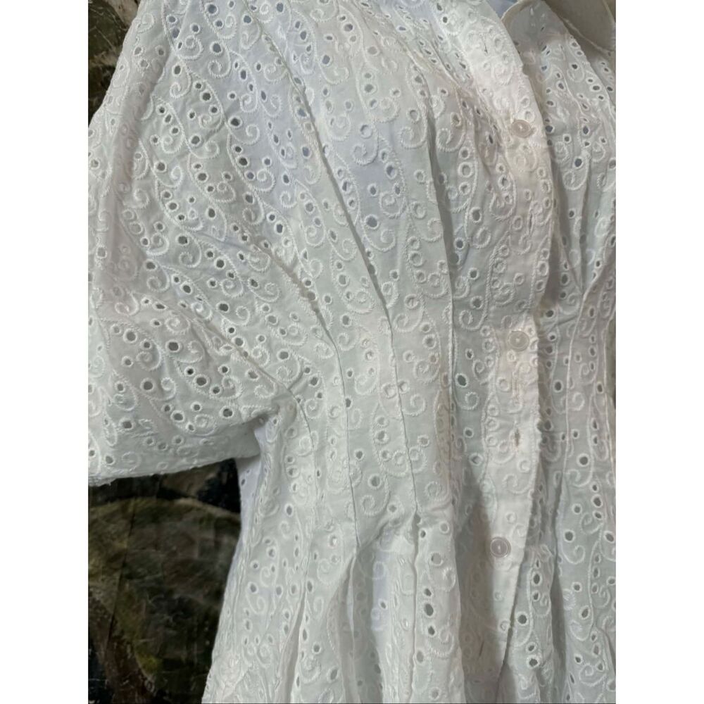 New Anthropologie The Tobie Eyelet Mini Shirt Dress by Exquise Size M - Picture 11 of 12